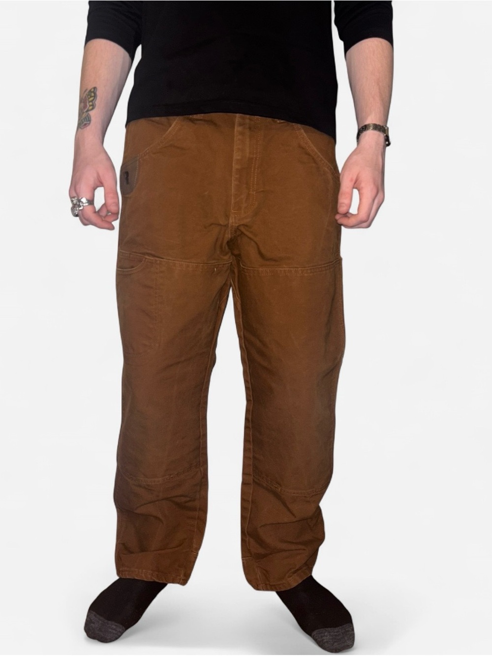 Wrangler Riggs Workwear Brown Canvas Work Pants 34x30